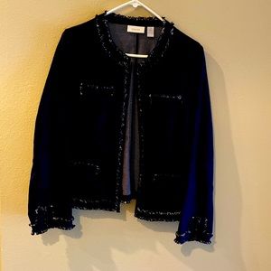 Chicos well made navy with trim jacket